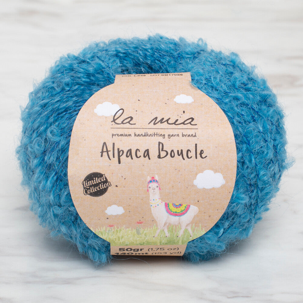 La Mia Alpaca Boucle 50 Gr Mavi El Örgü İpi - L339
